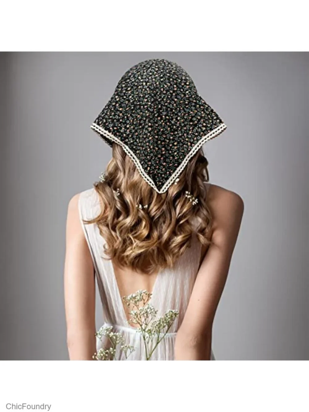 6 Pack Floral Chiffon Headband Hair Scarf Triangle Kerchief Boho Headwrap for